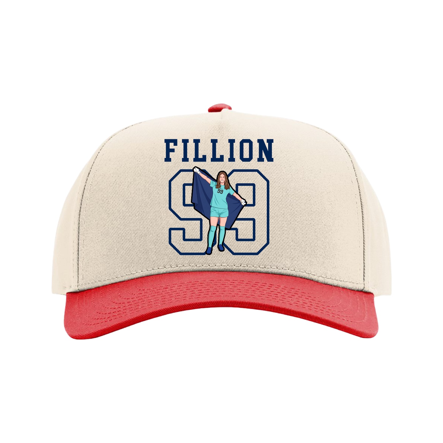 Full Fabric Five-Panel Champ Cap — Shirsey in Cream/Red