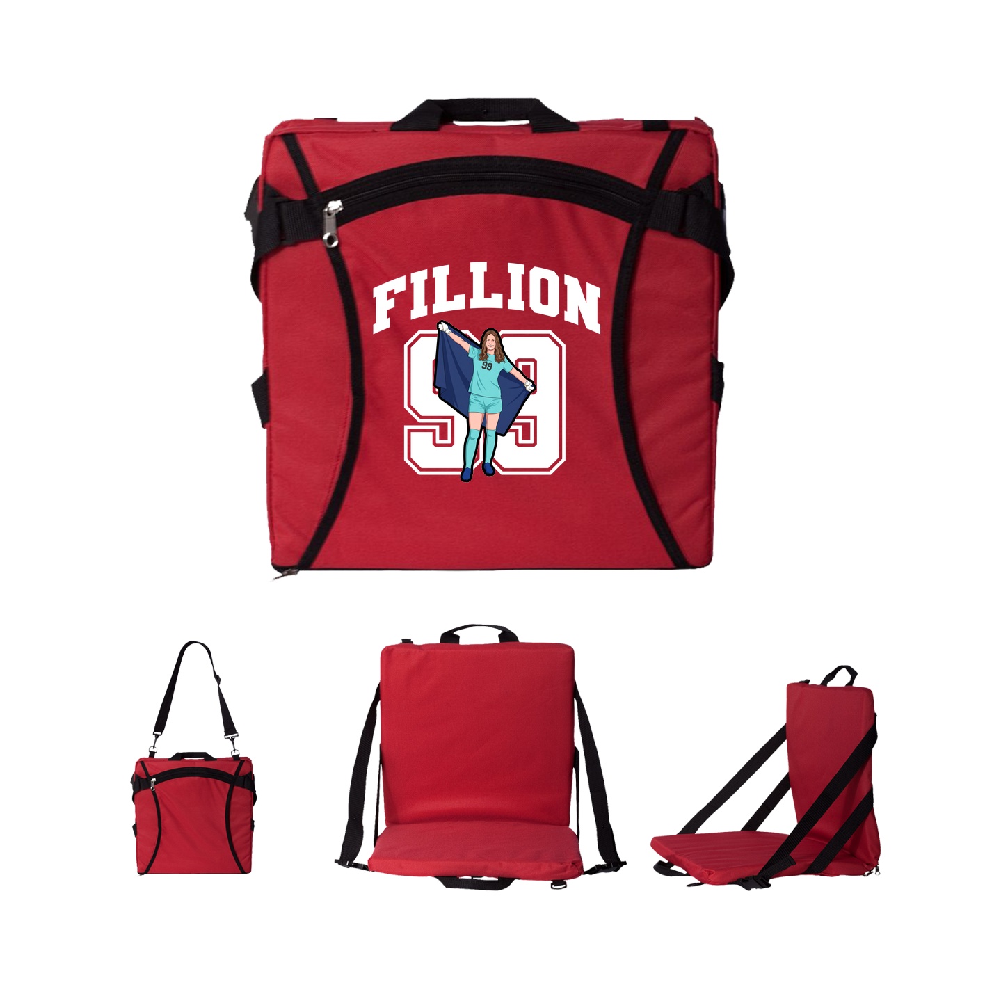 Folding Stadium Seat — Number in Red