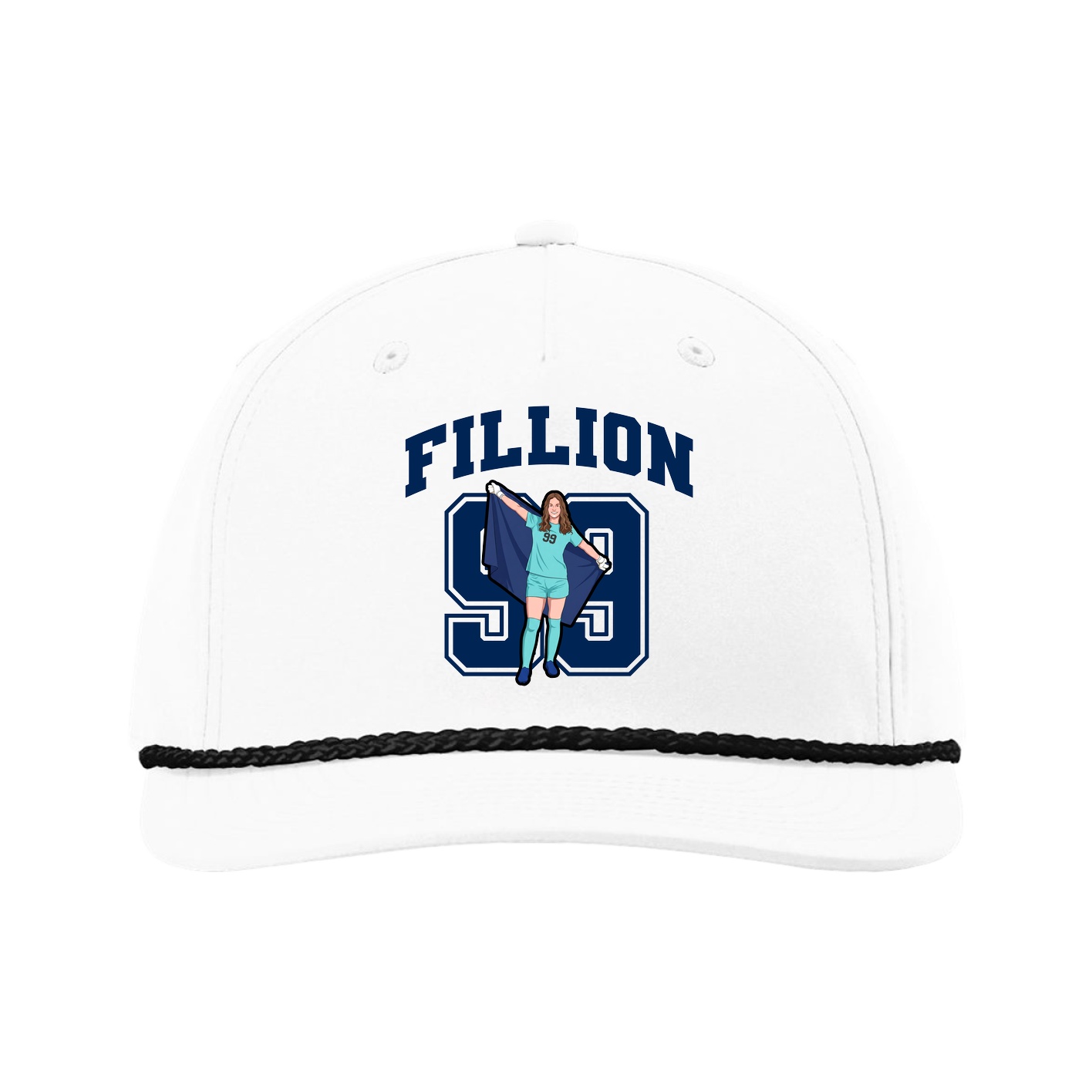 Five-Panel Classic Rope Cap — Number in White