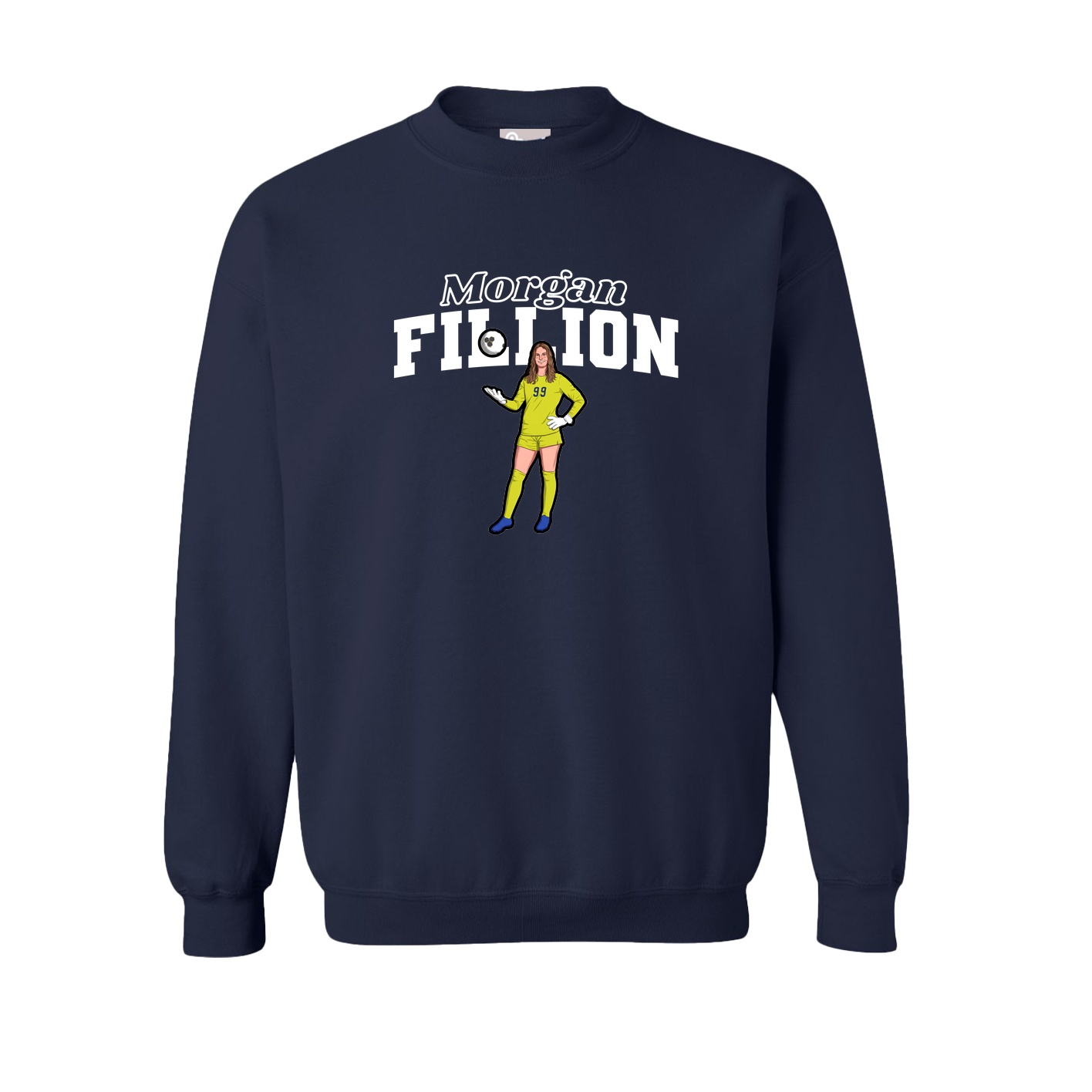 Fleece Crew — Name Arch in Navy