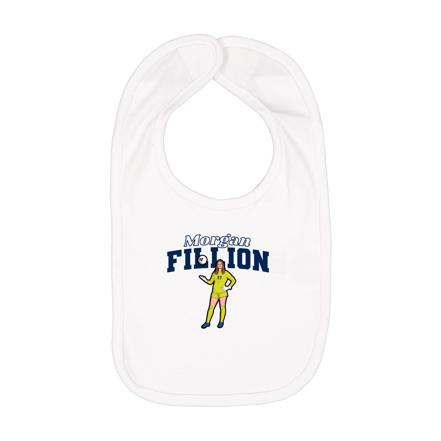 Infant Bib — Name Arch in White