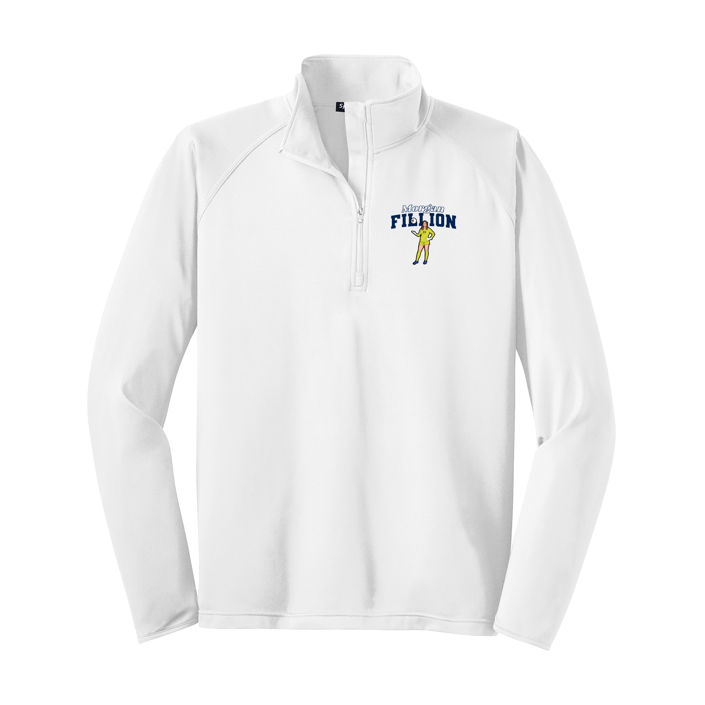 Q-Zip Pullover — Name Arch in White