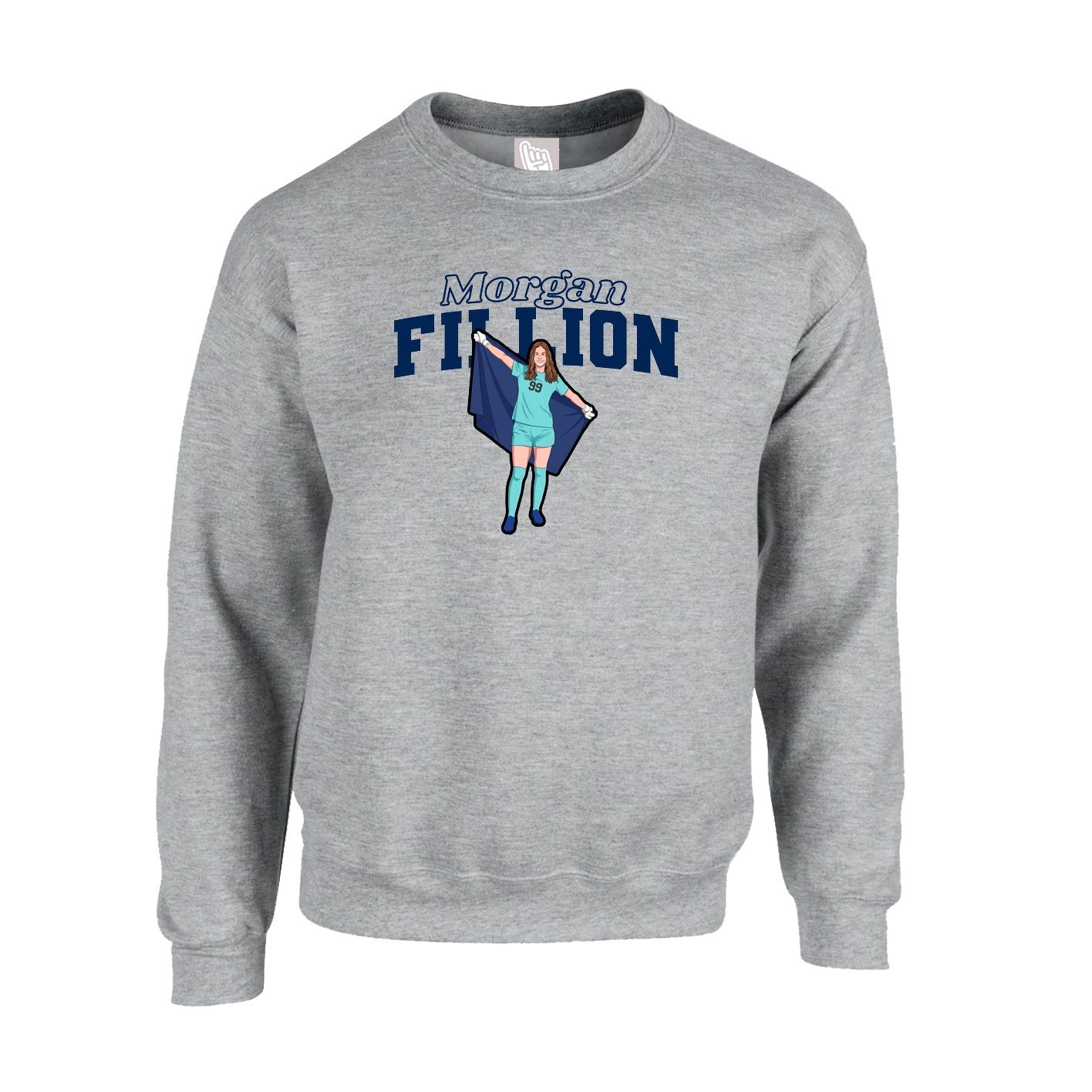 Fleece Crew — Name Arch in Grey