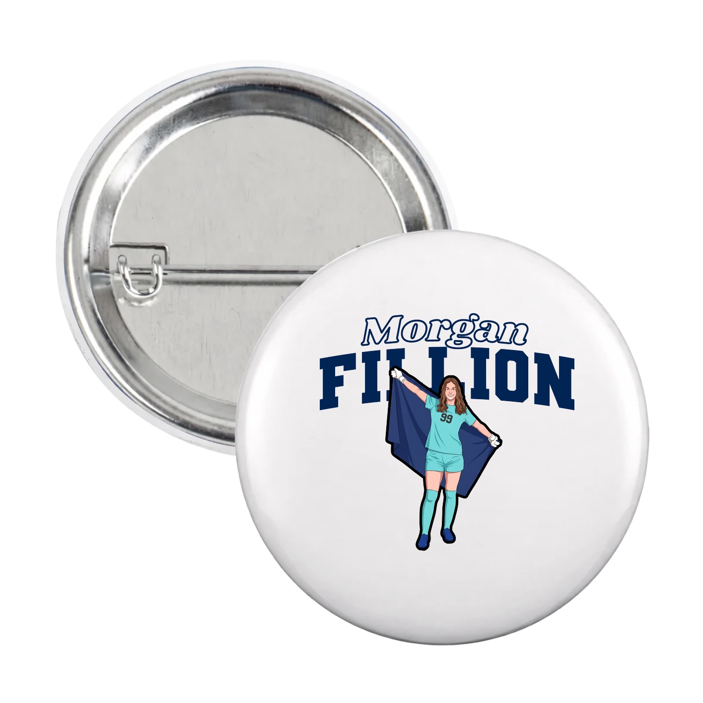Game Day Button — Name Arch in White