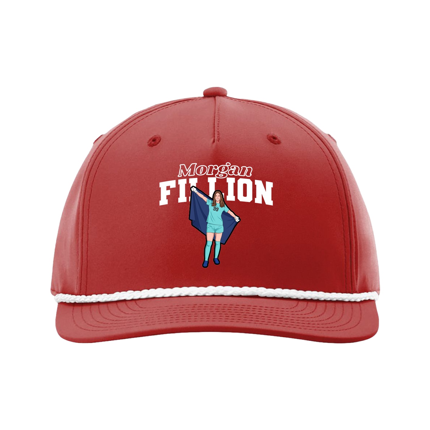 Five-Panel Classic Rope Cap — Name Arch in Red