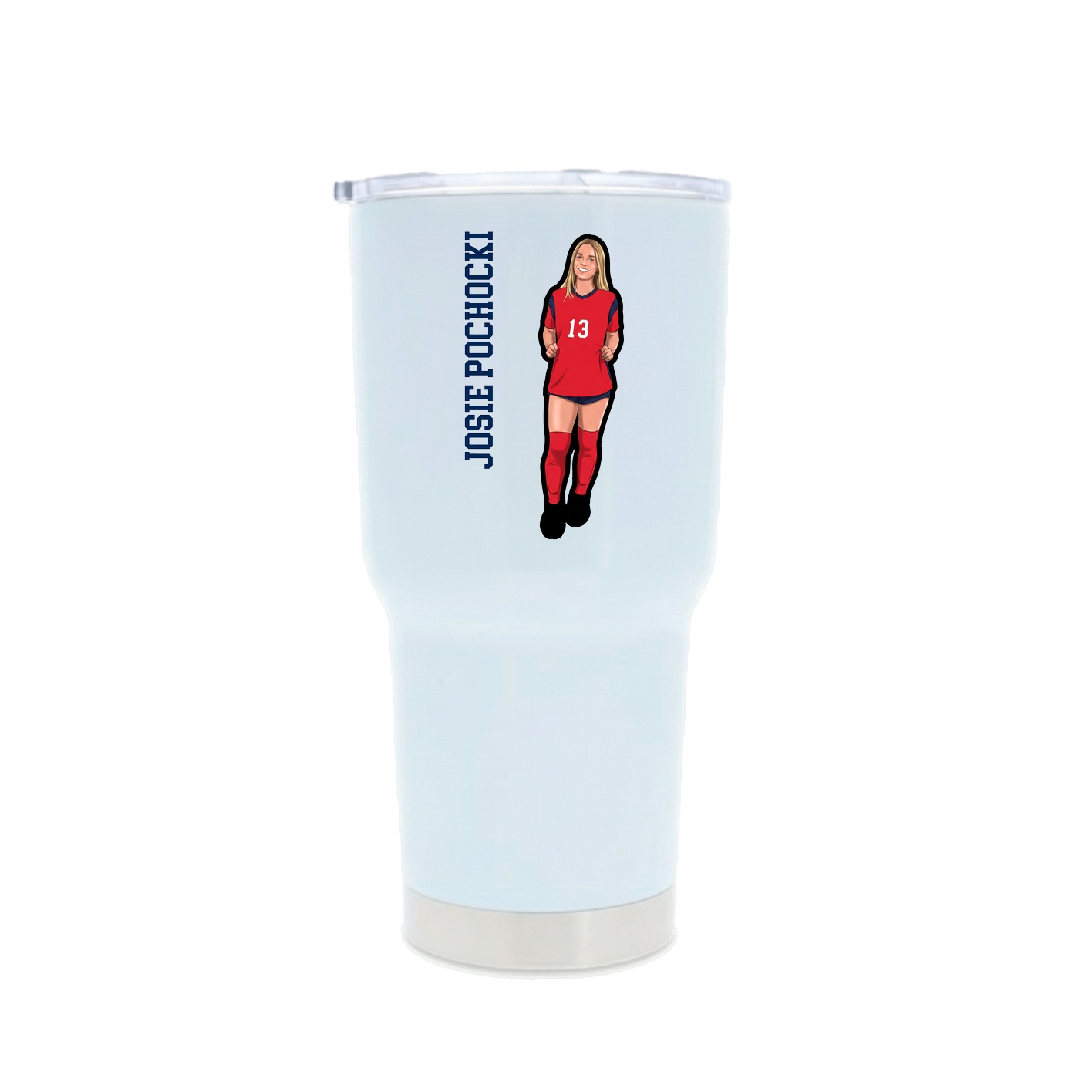 30oz Stainless Steel Tumbler — Name Vertical in White