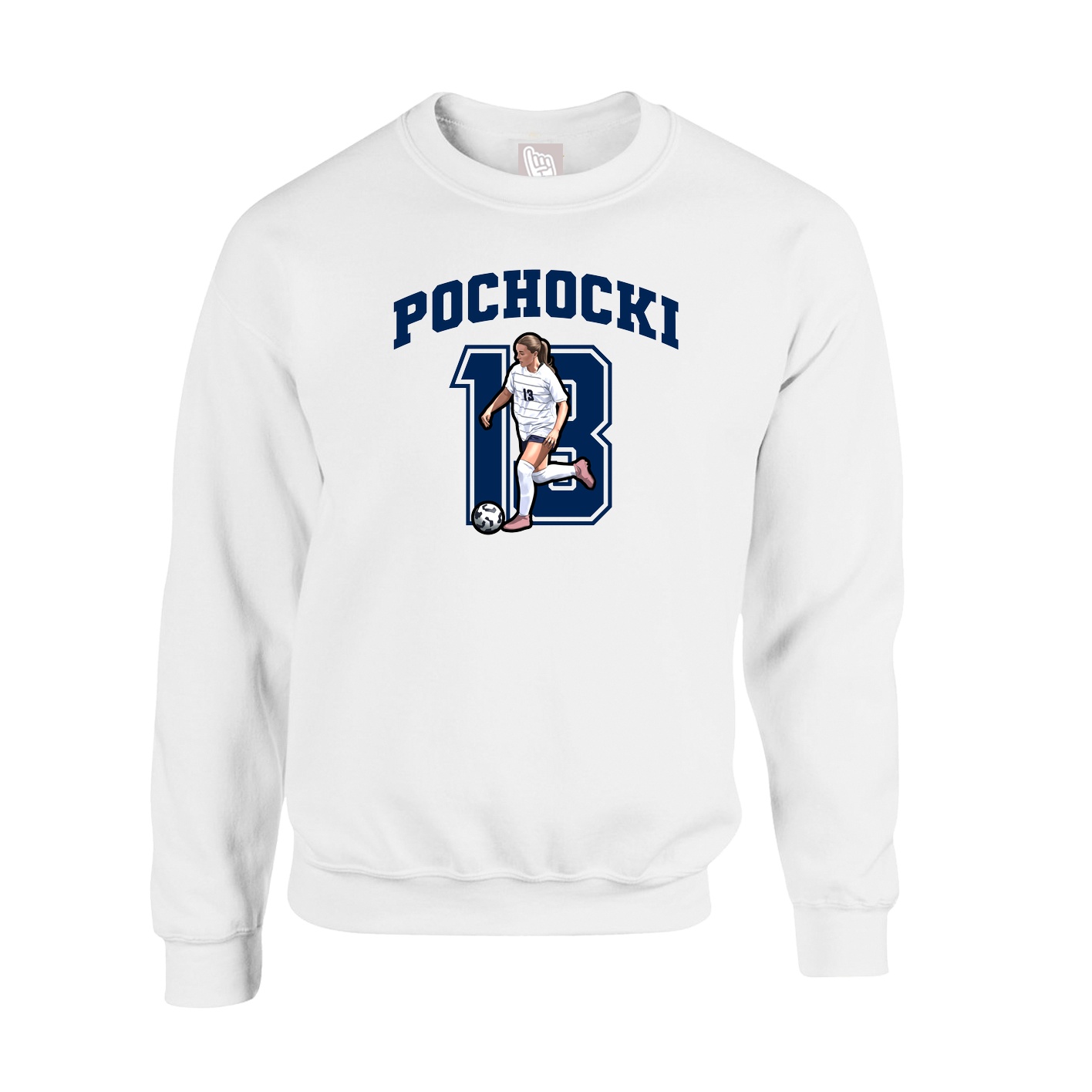 Fleece Crew — Number in White