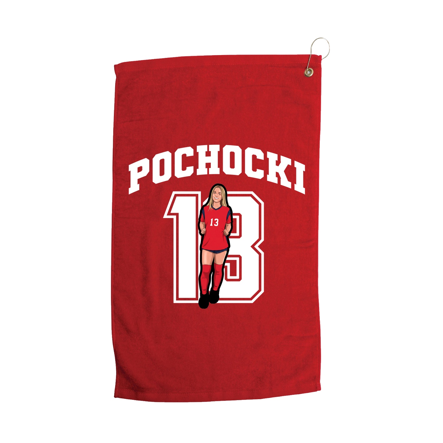 Golf Towel — Number in Red
