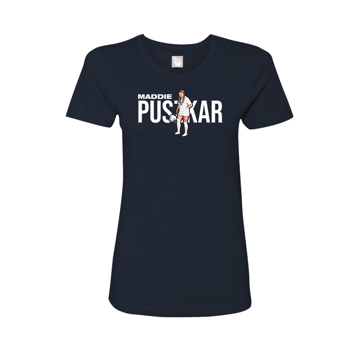 Fitted Women's Tee — Player Name in Navy