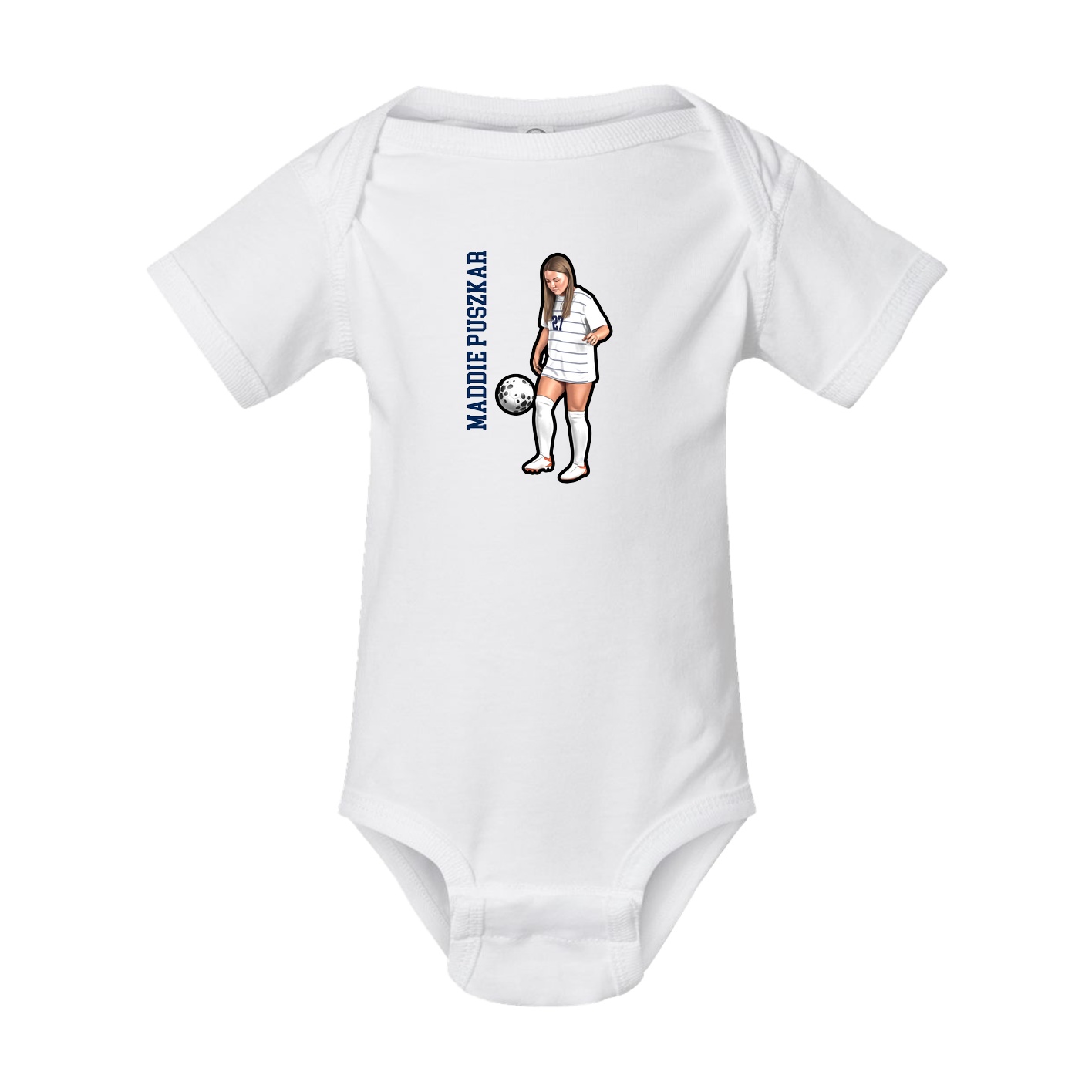 Baby Onesie — Name Vertical in White