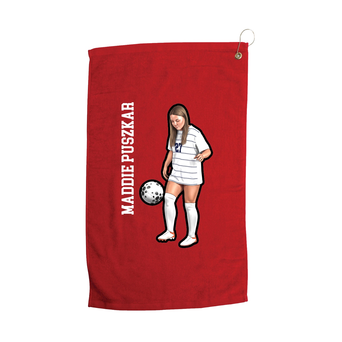 Golf Towel — Name Vertical in Red