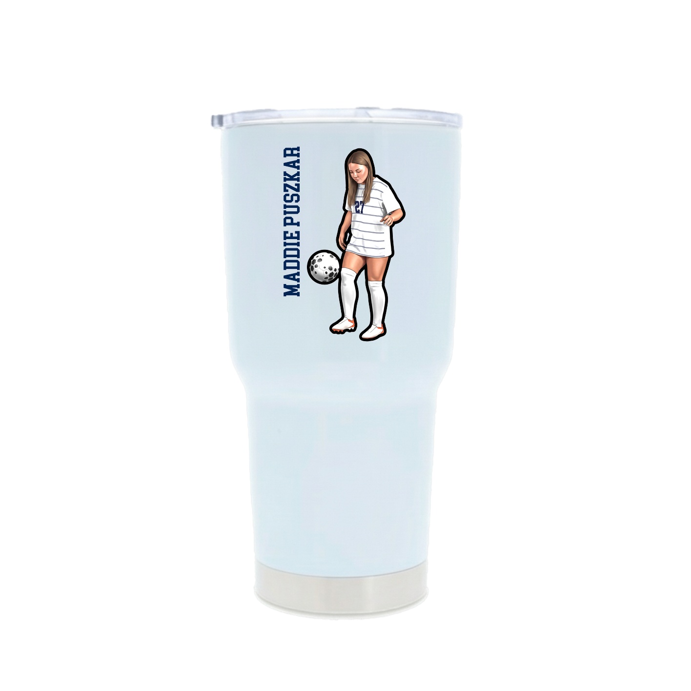 30oz Stainless Steel Tumbler — Name Vertical in White