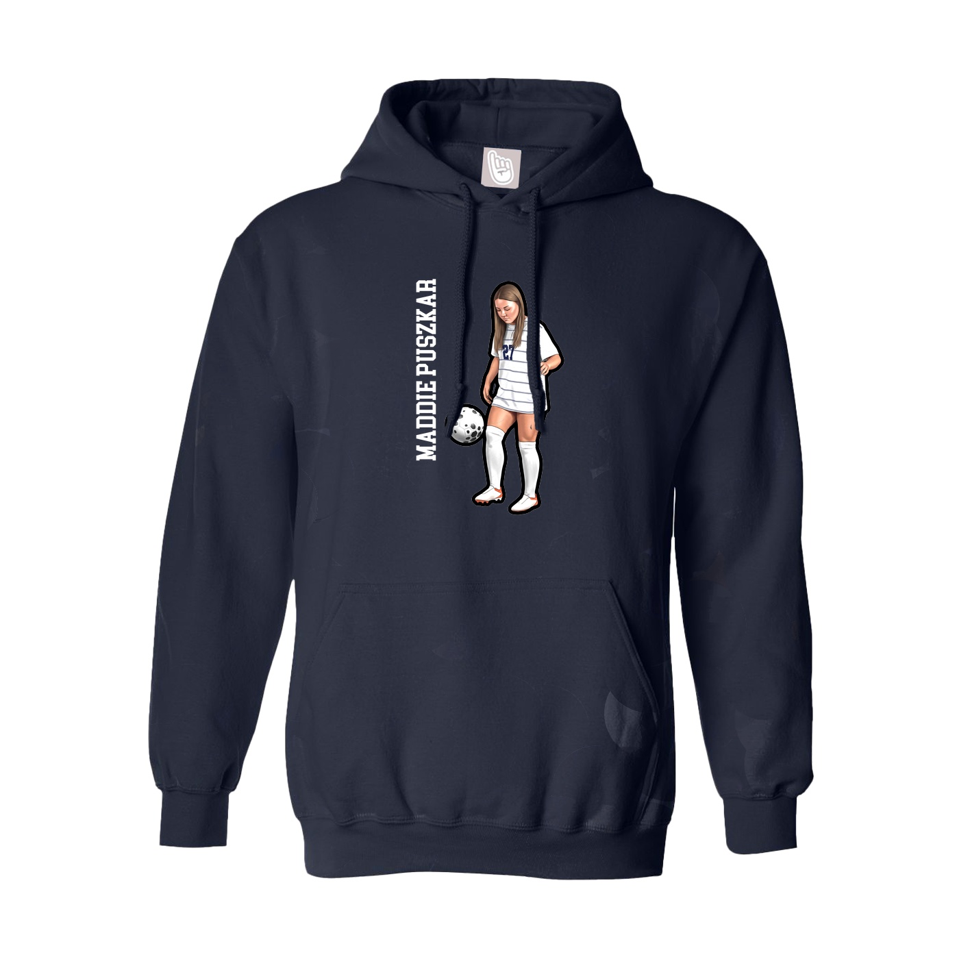 Hoodie — Name Vertical in Navy