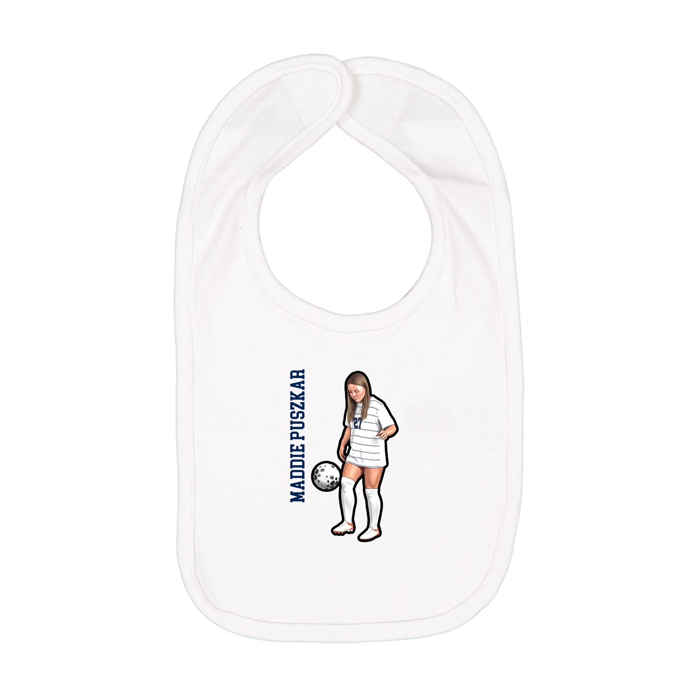 Infant Bib — Name Vertical in White