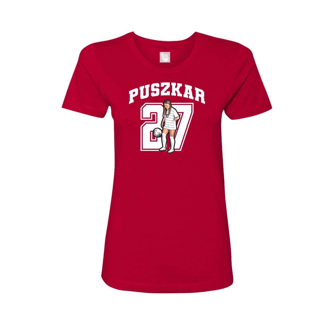 Fitted Women's Tee — Number in Red