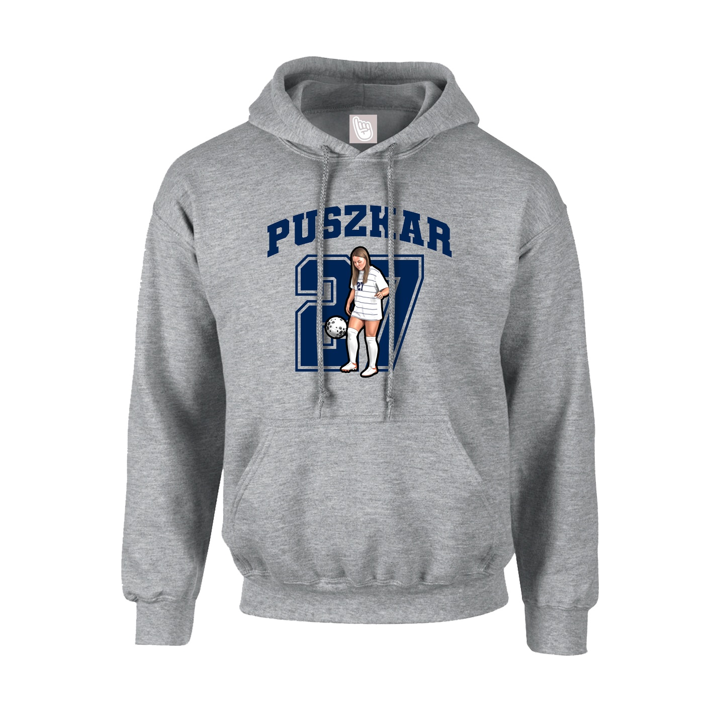 Youth Hoodie — Number in Grey
