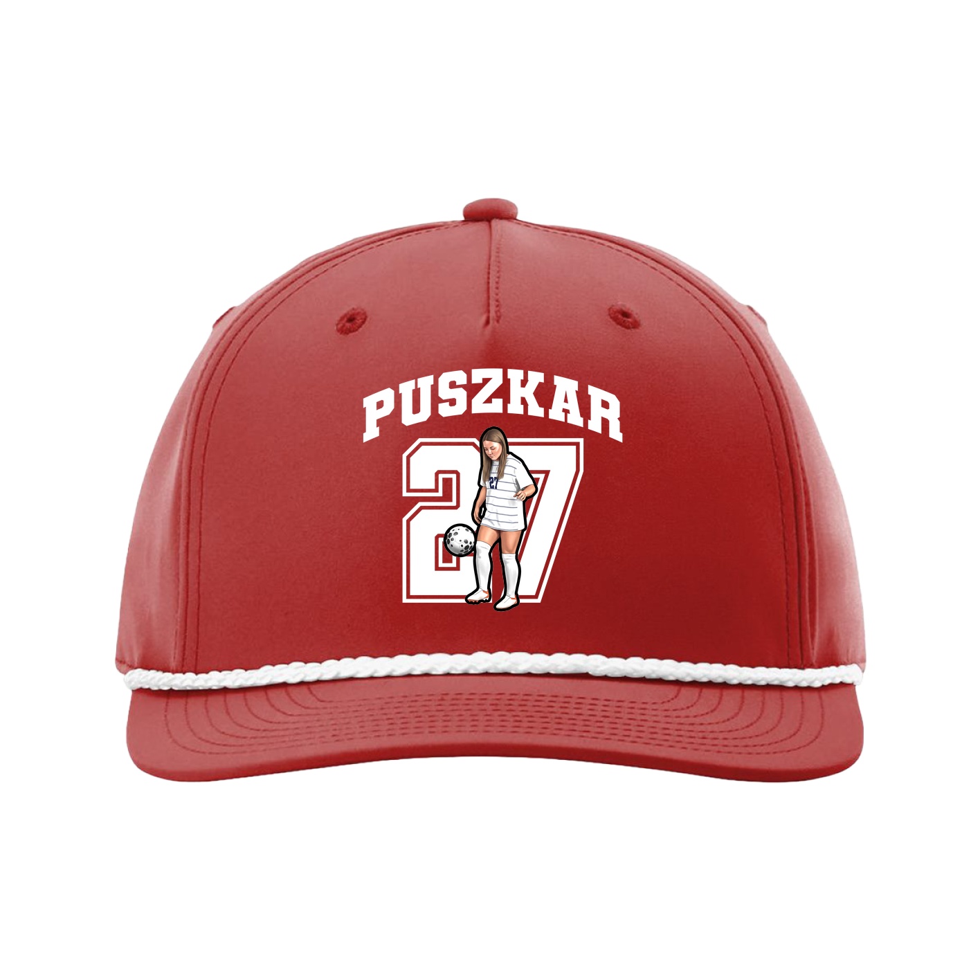 Five-Panel Classic Rope Cap — Number in Red