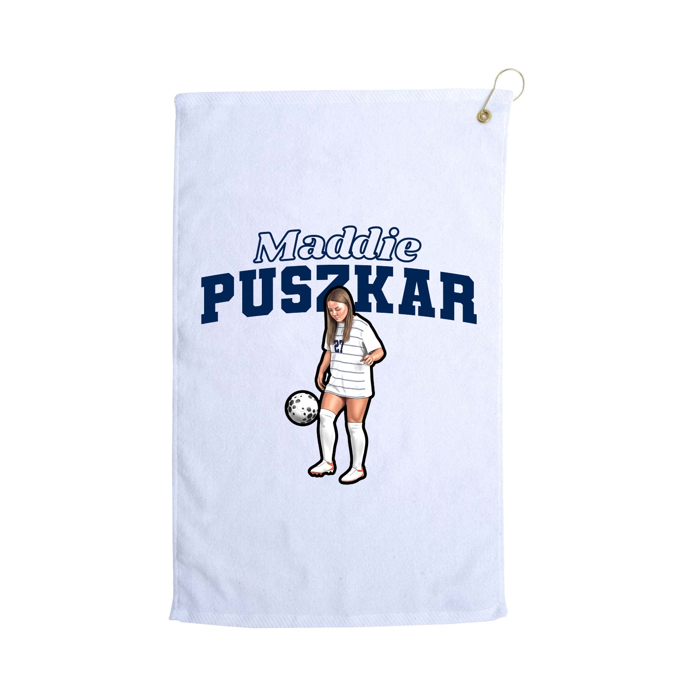 Golf Towel — Name Arch in White