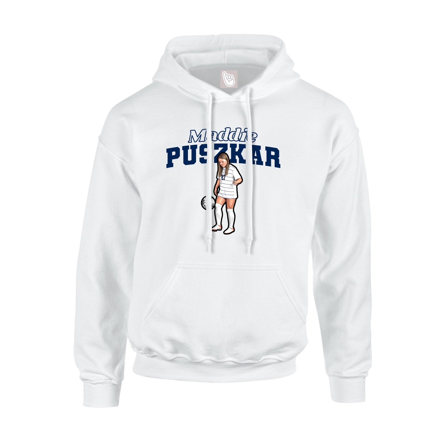 Youth Hoodie — Name Arch in White