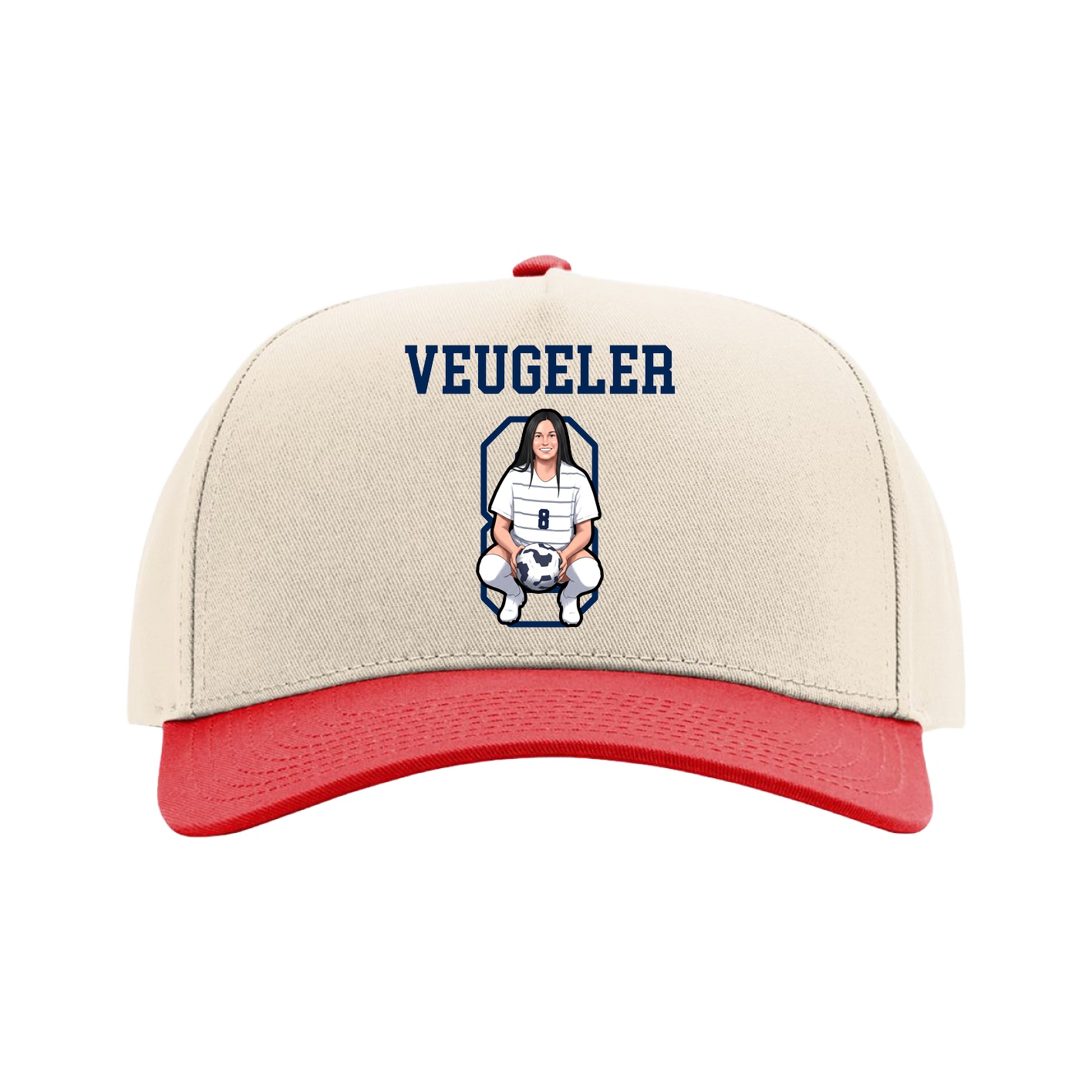 Full Fabric Five-Panel Champ Cap — Shirsey in Cream/Red