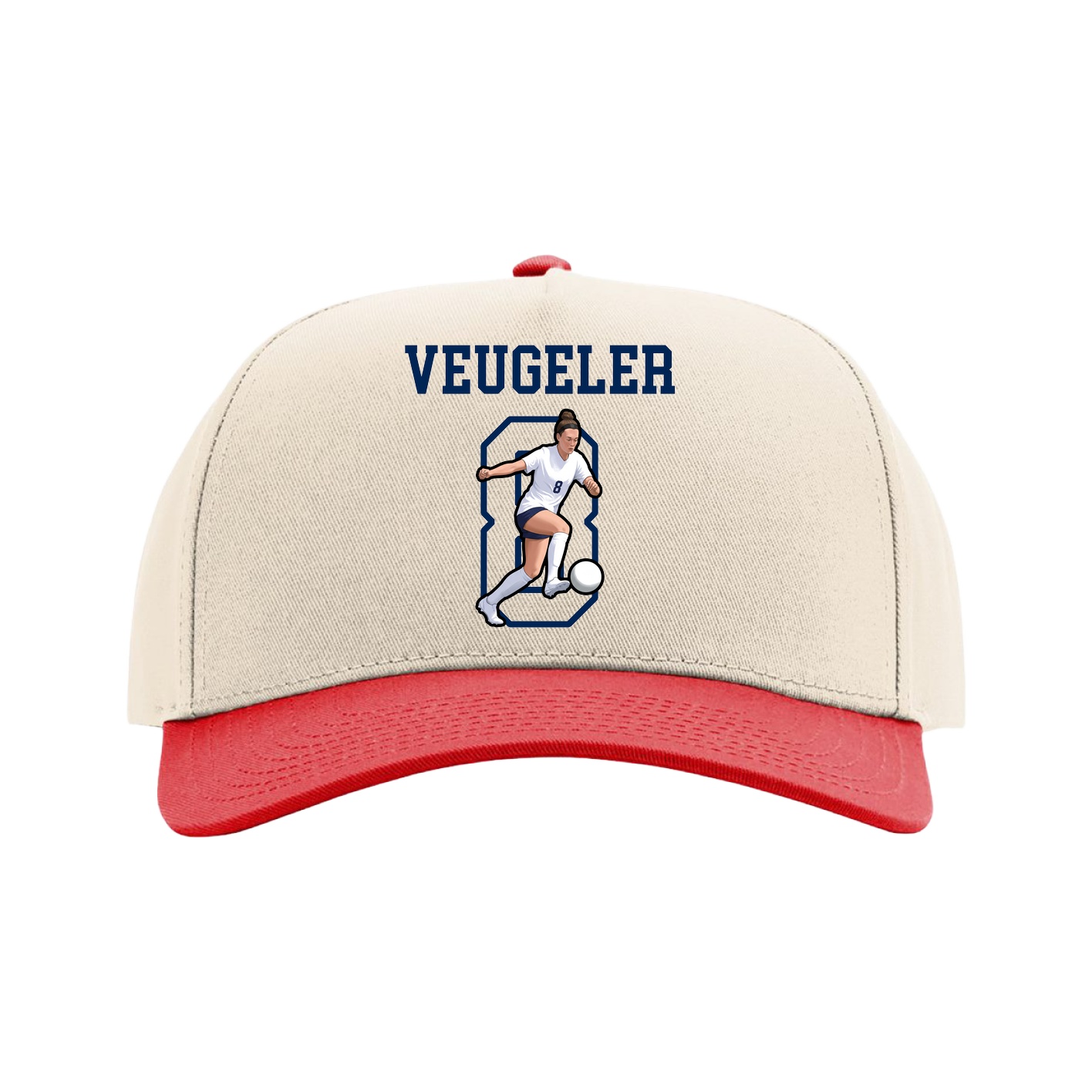 Full Fabric Five-Panel Champ Cap — Shirsey in Cream/Red