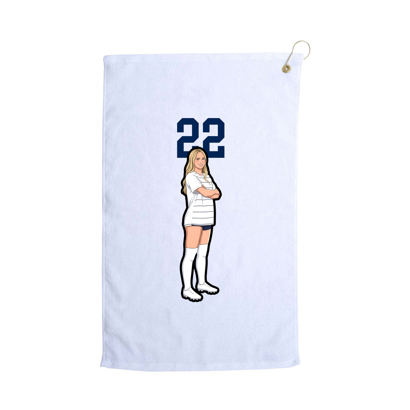Golf Towel — Number Top in White