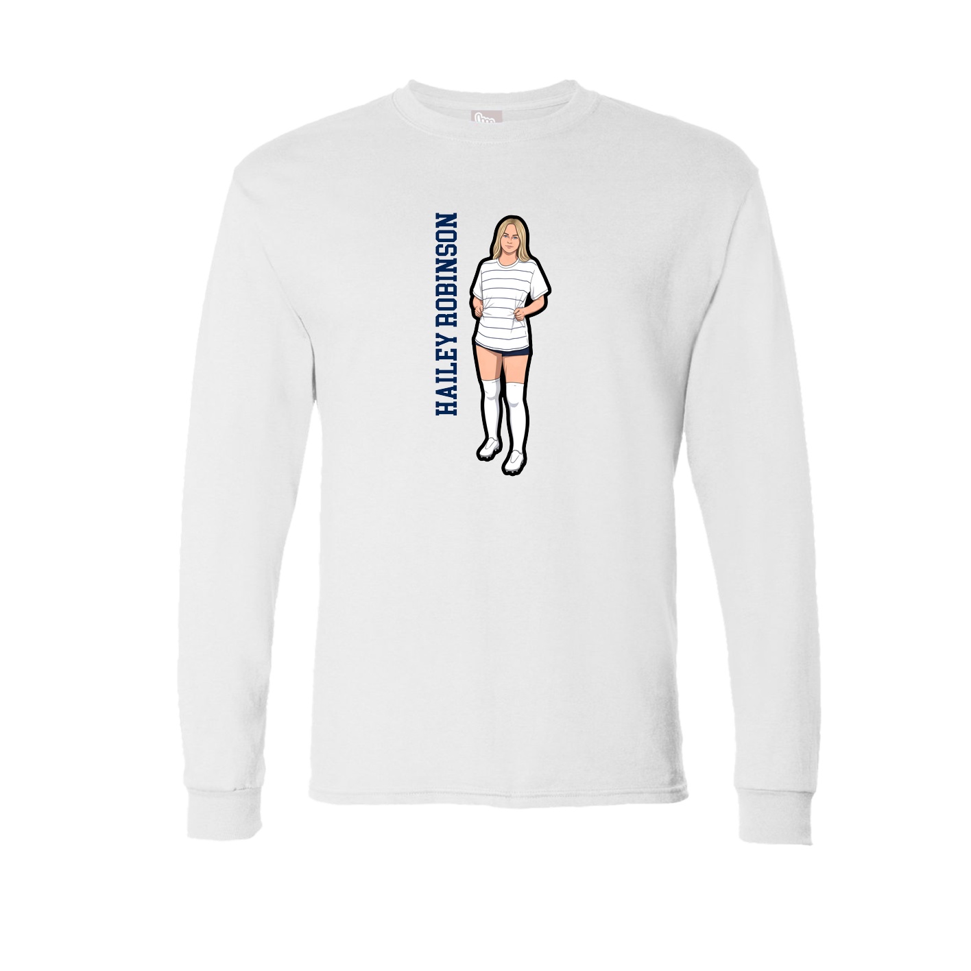 Long Sleeve Tee — Name Vertical in White