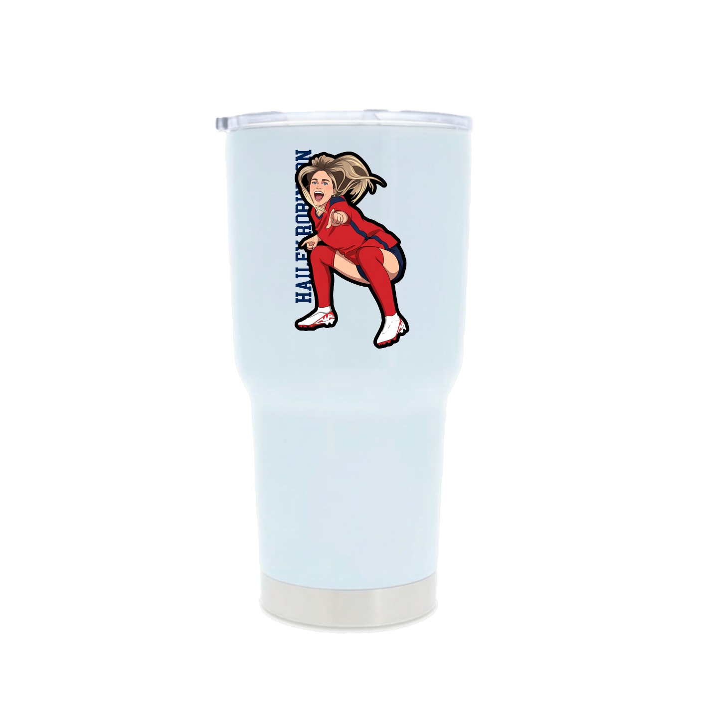 30oz Stainless Steel Tumbler — Name Vertical in White