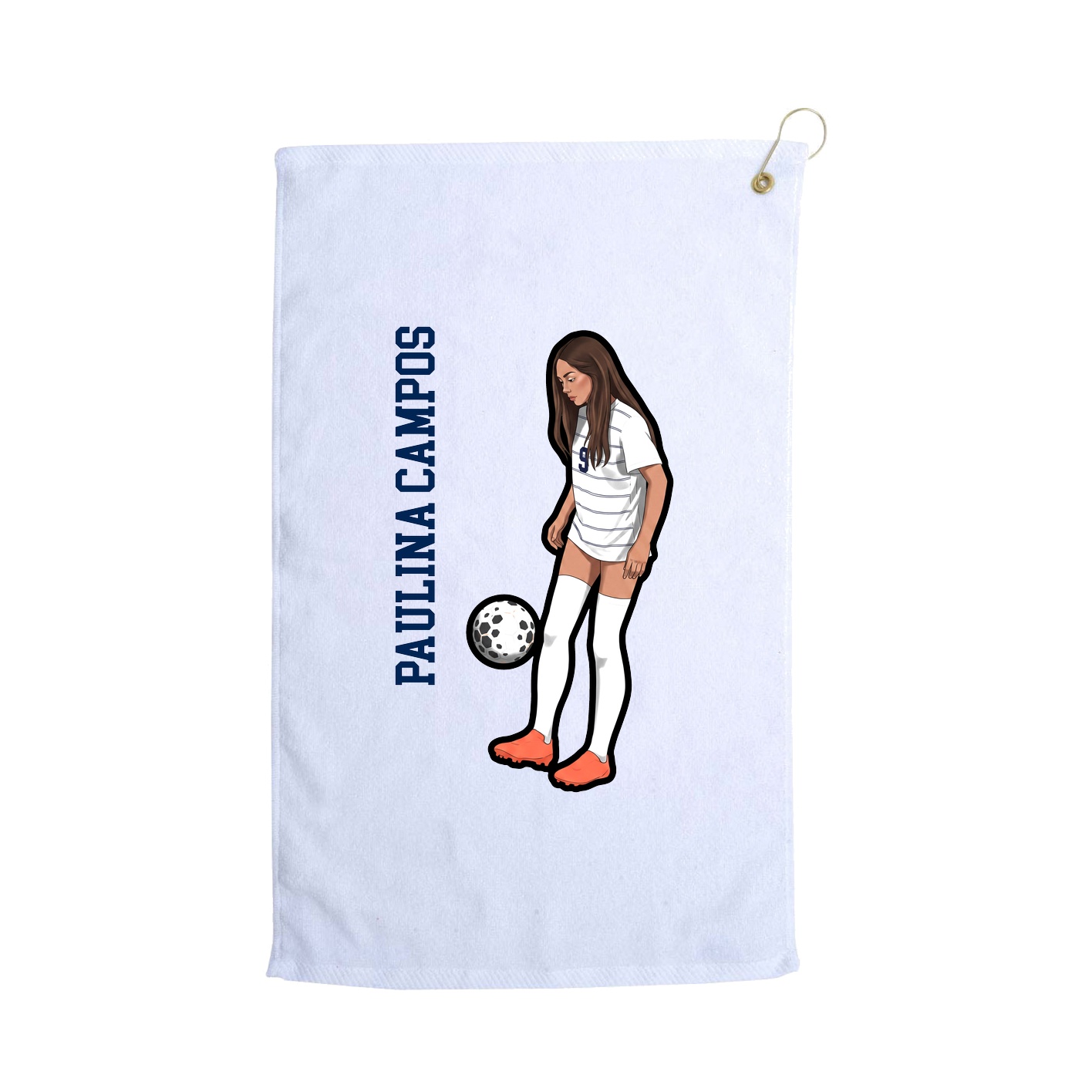 Golf Towel — Name Vertical in White