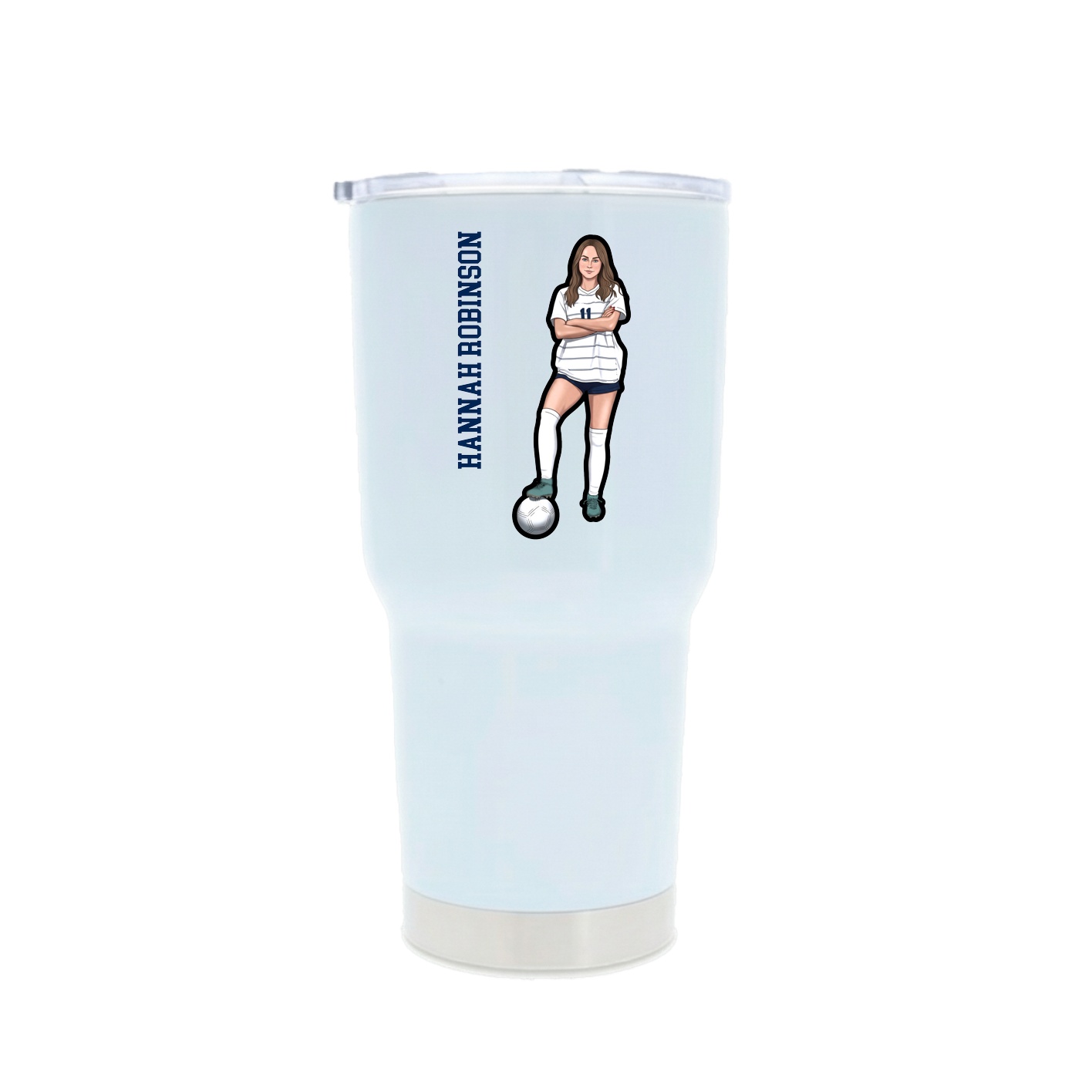30oz Stainless Steel Tumbler — Name Vertical in White
