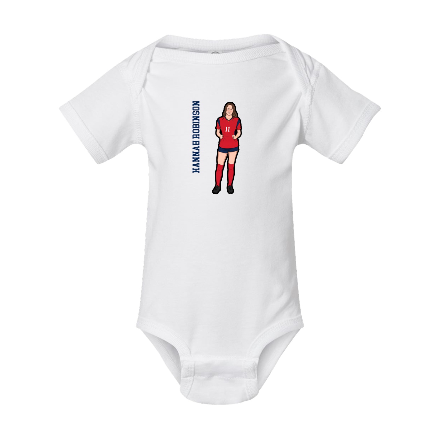 Baby Onesie — Name Vertical in White