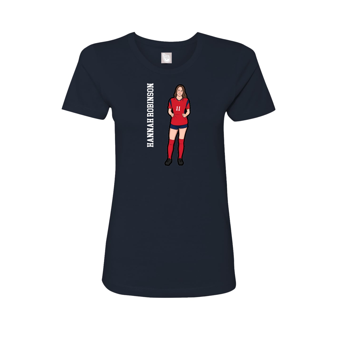 Fitted Women's Tee — Name Vertical in Navy