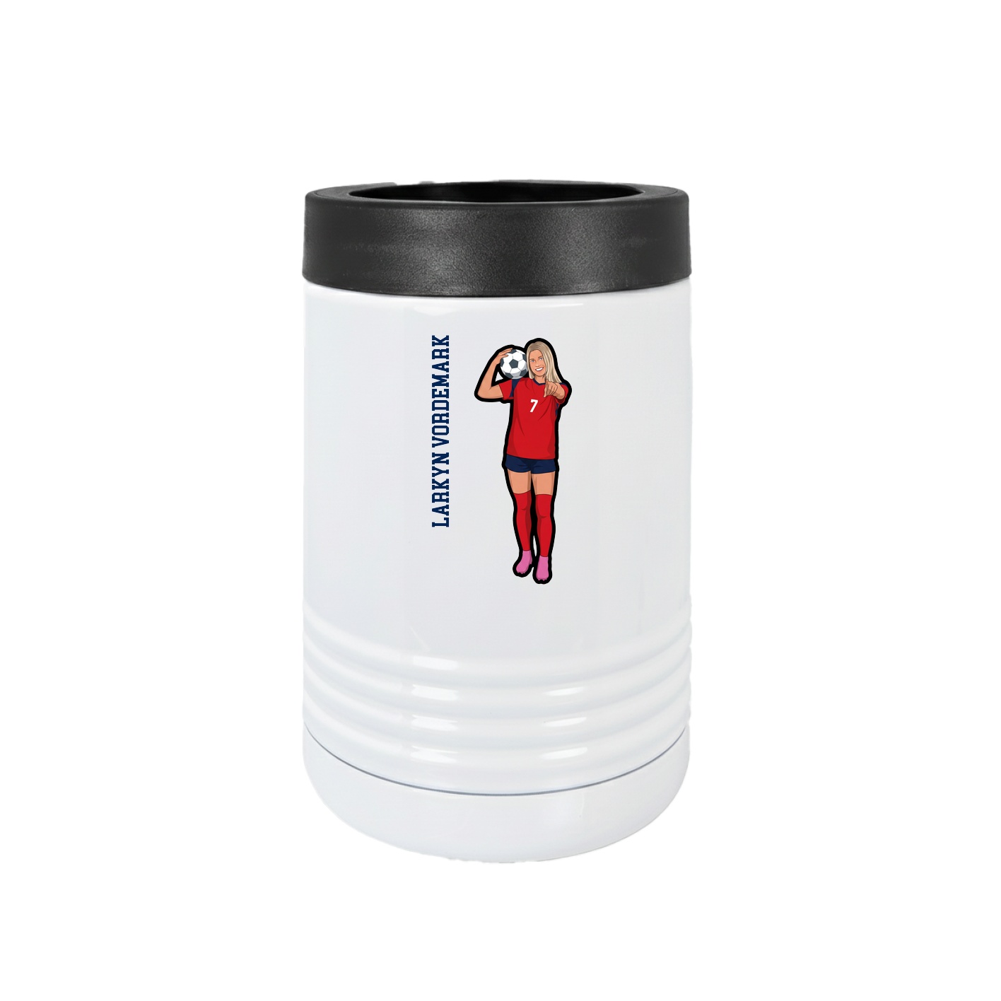Beverage Holder — Name Vertical in White