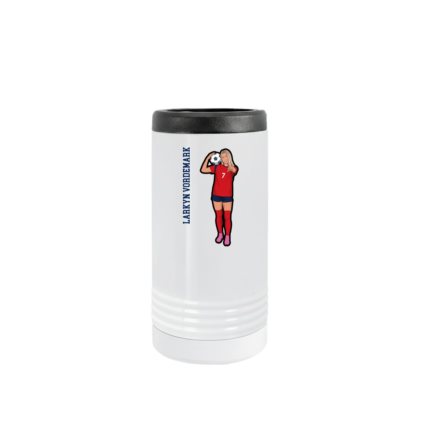 Slim Beverage Holder — Name Vertical in White