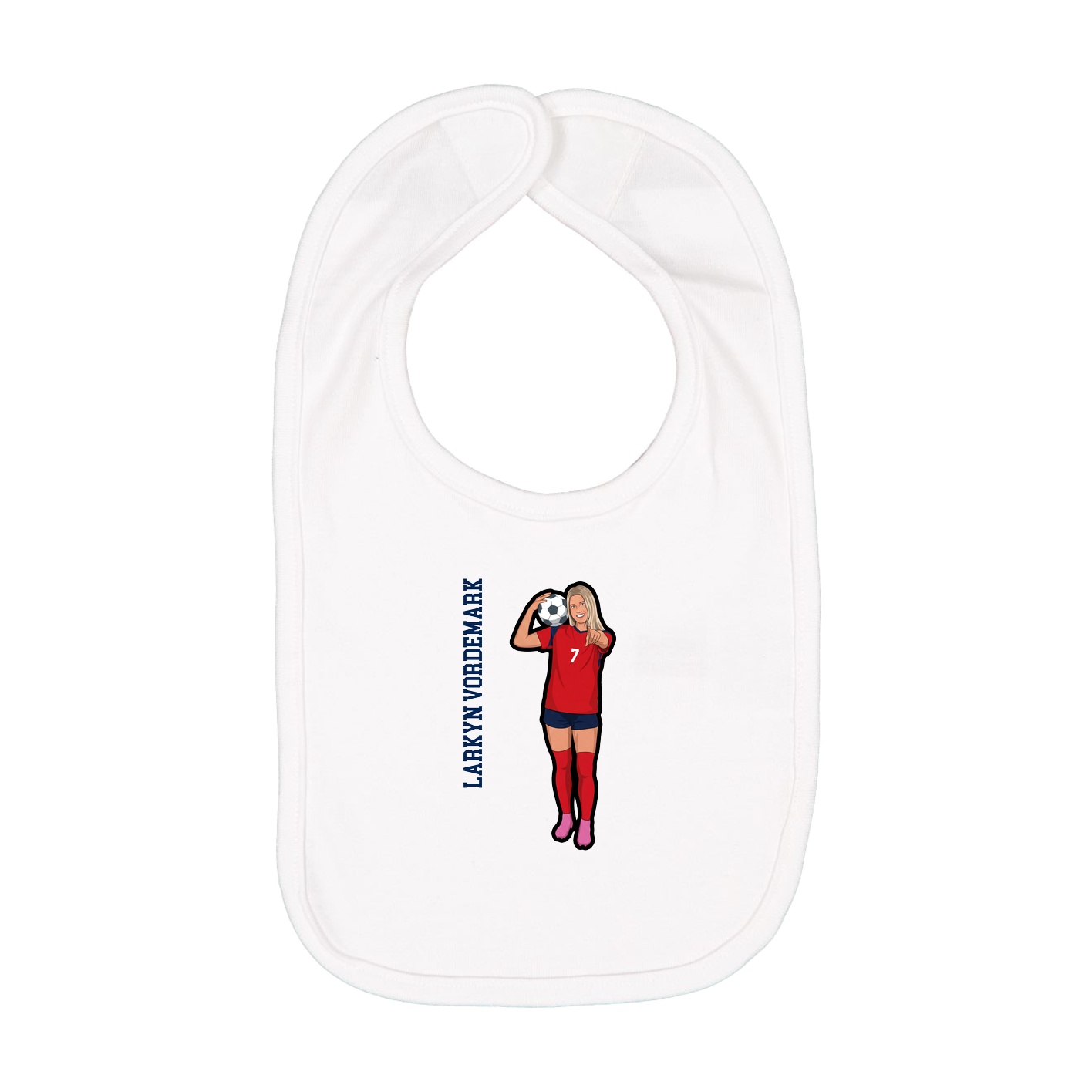 Infant Bib — Name Vertical in White