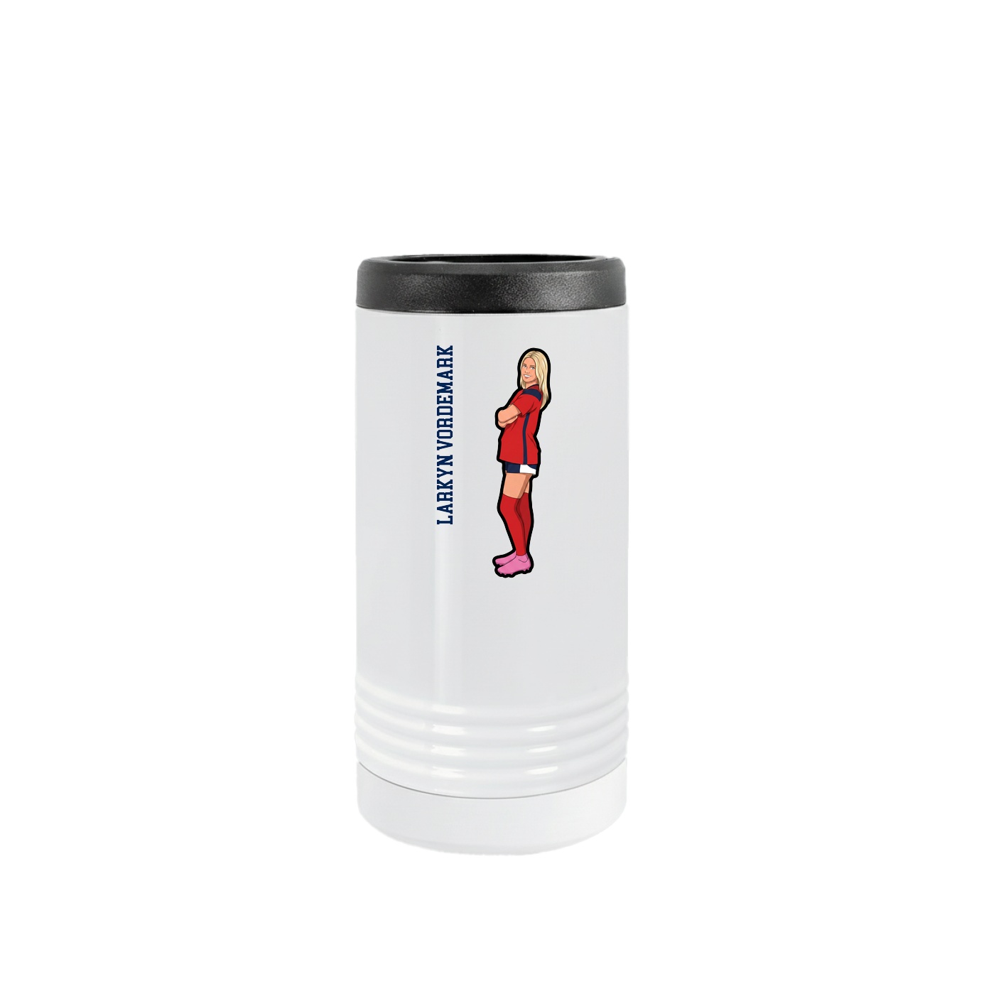 Slim Beverage Holder — Name Vertical in White