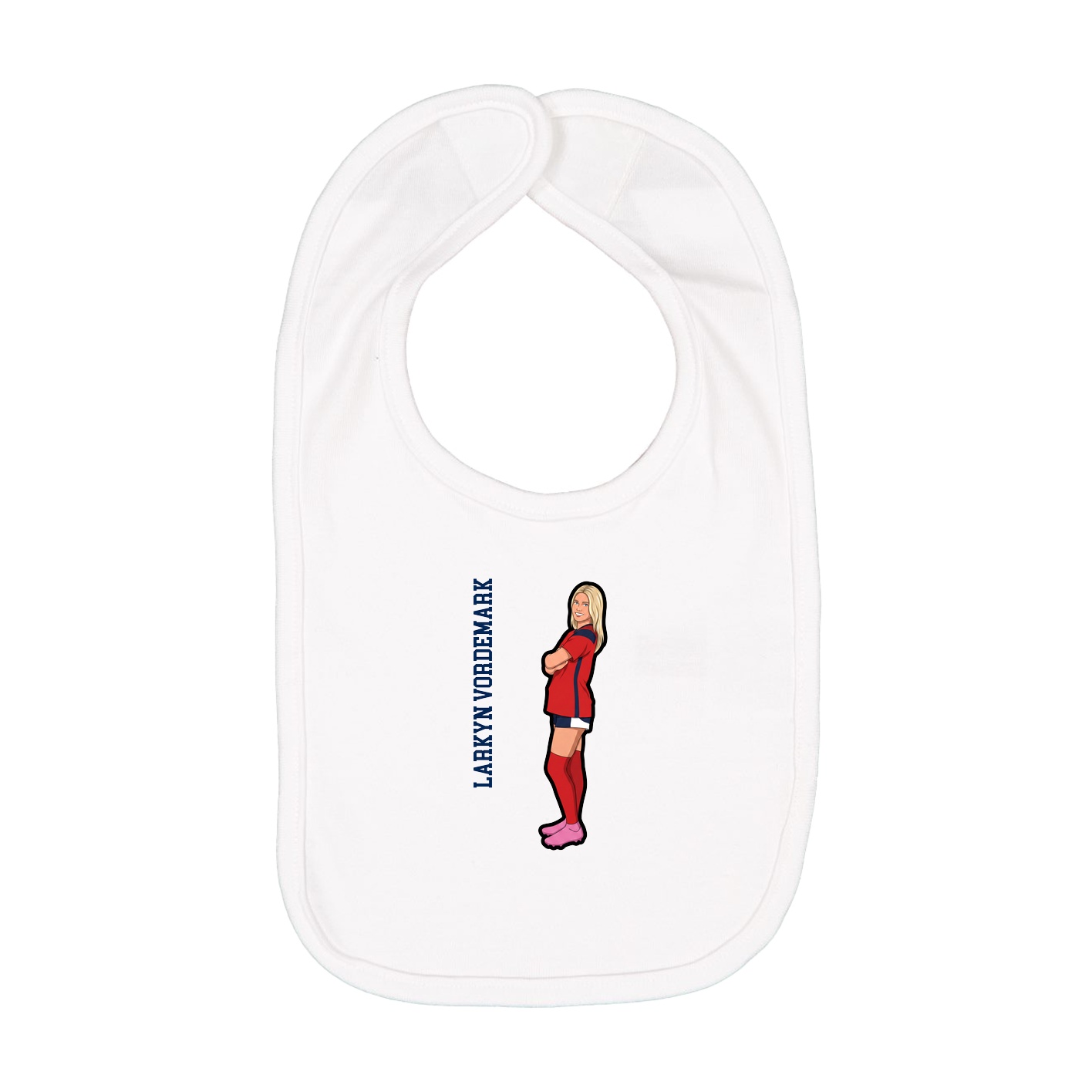 Infant Bib — Name Vertical in White