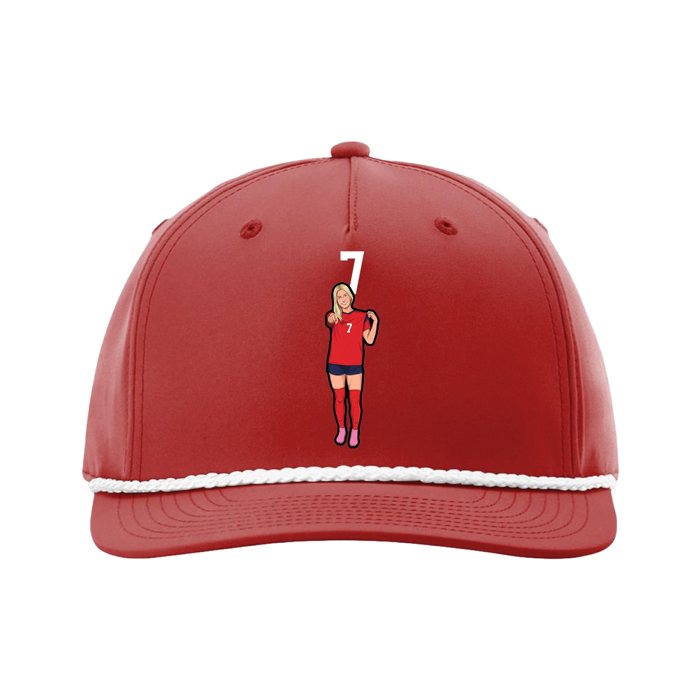Five-Panel Classic Rope Cap — Number Top in Red