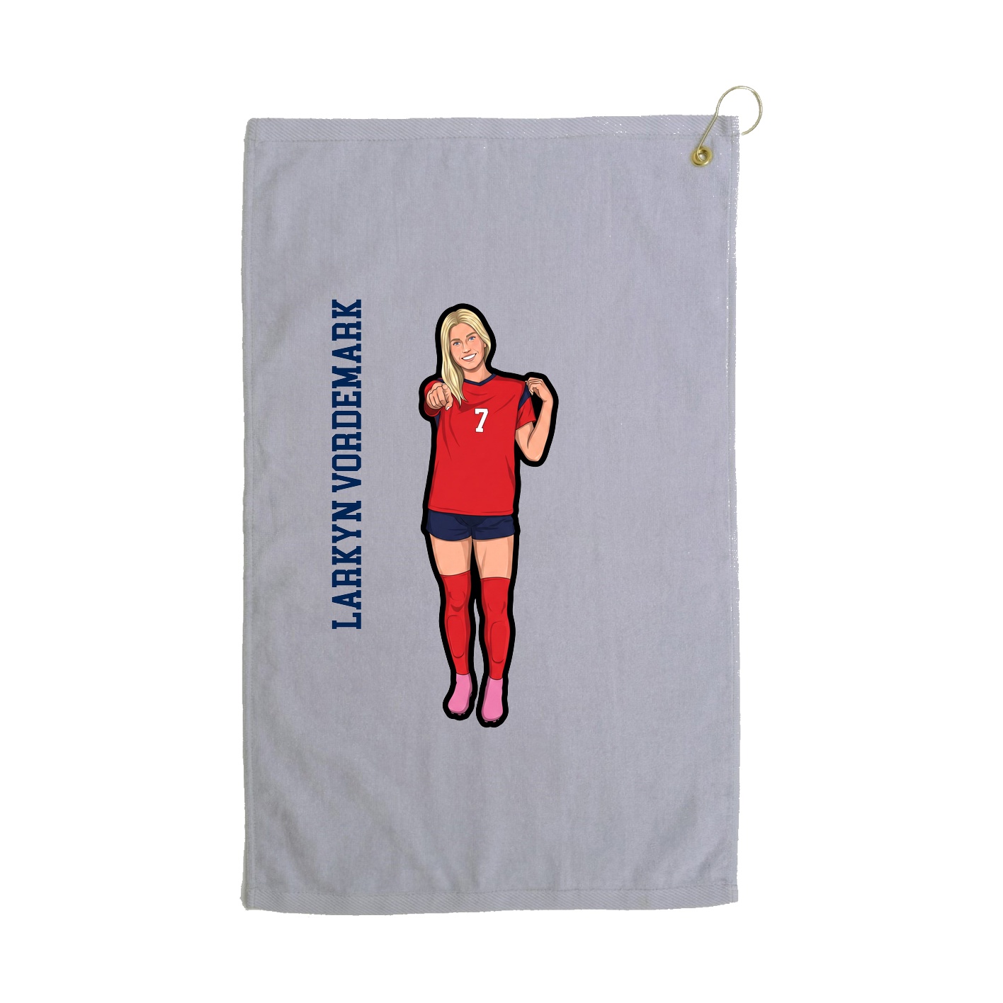 Golf Towel — Name Vertical in Grey