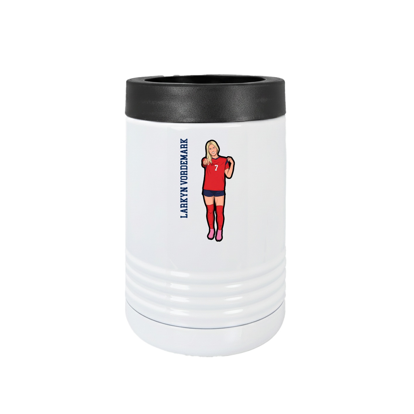 Beverage Holder — Name Vertical in White