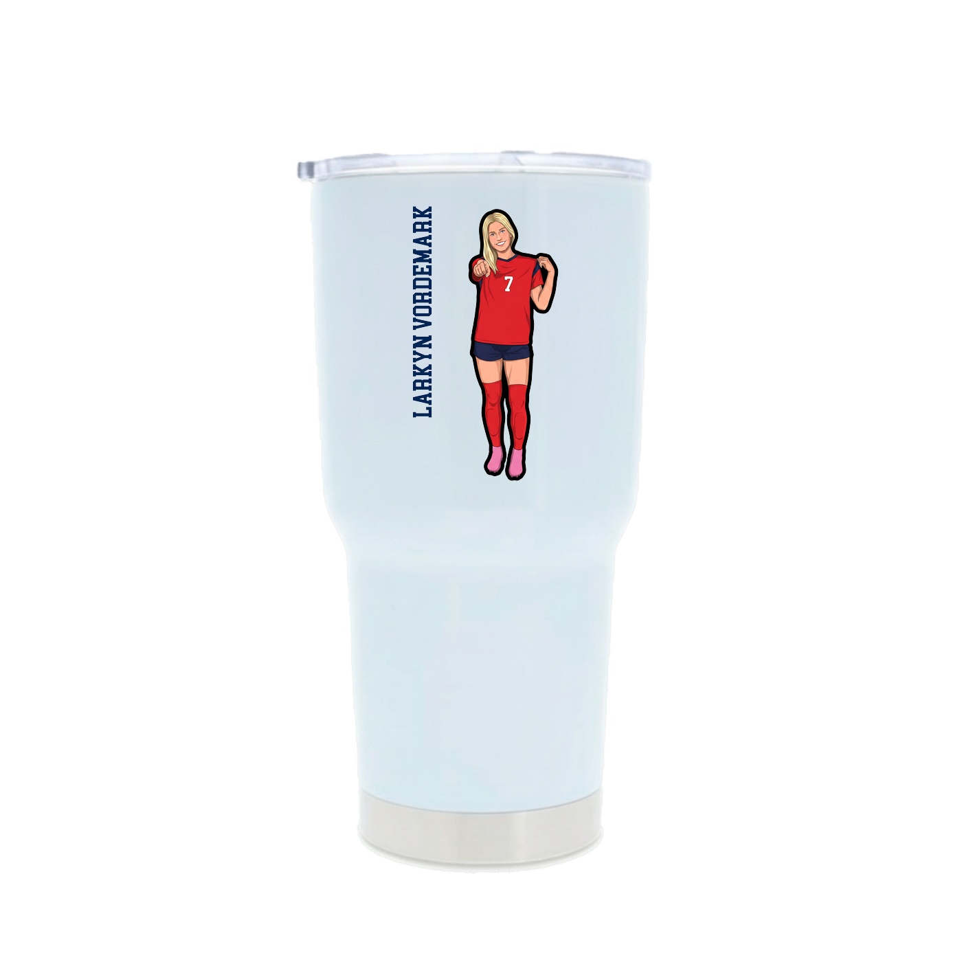 30oz Stainless Steel Tumbler — Name Vertical in White
