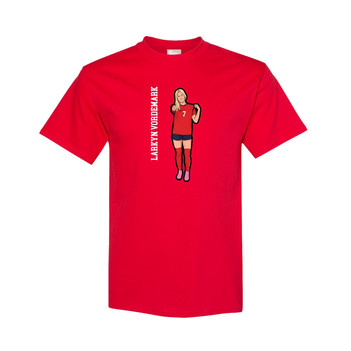 Tee — Name Vertical in Red