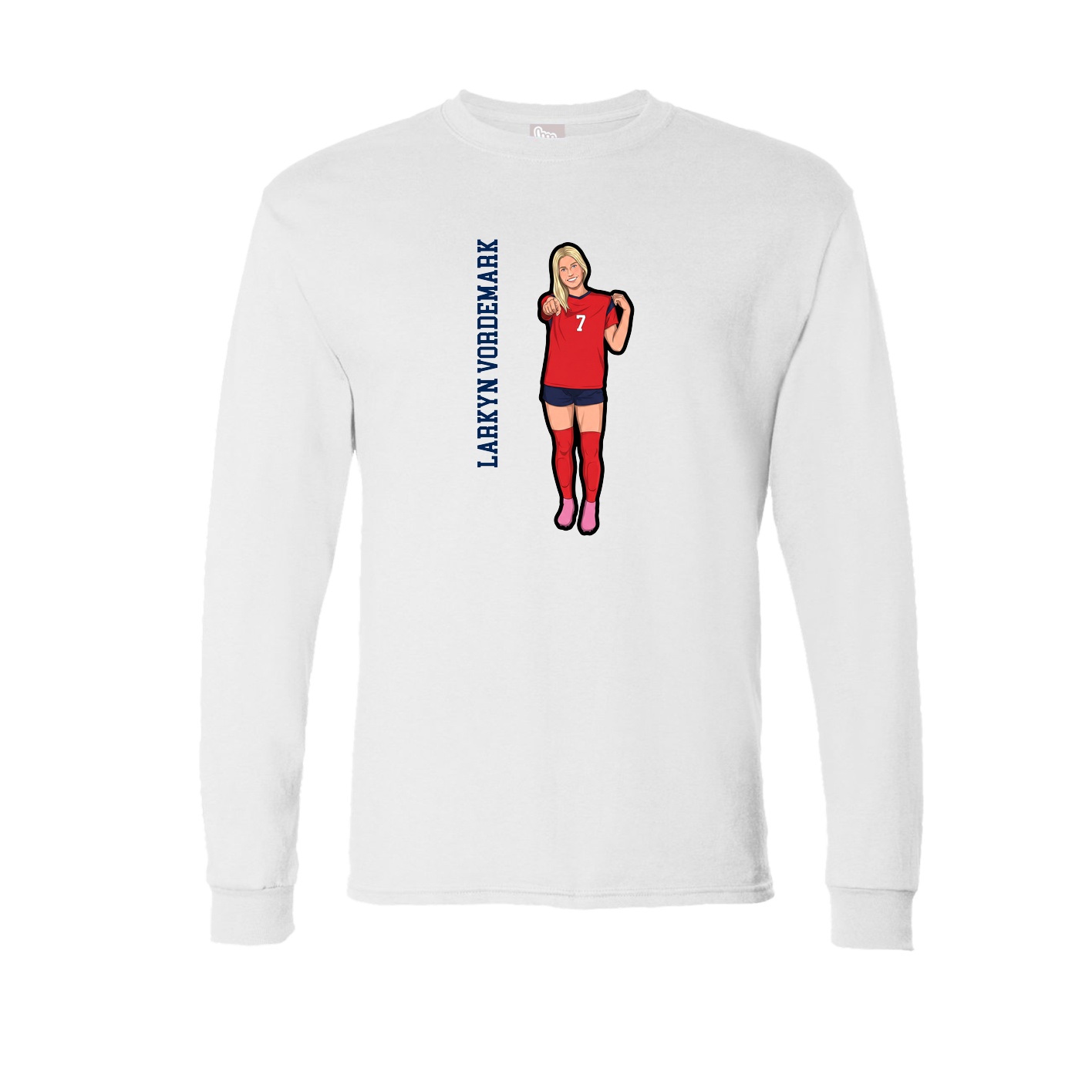 Long Sleeve Tee — Name Vertical in White