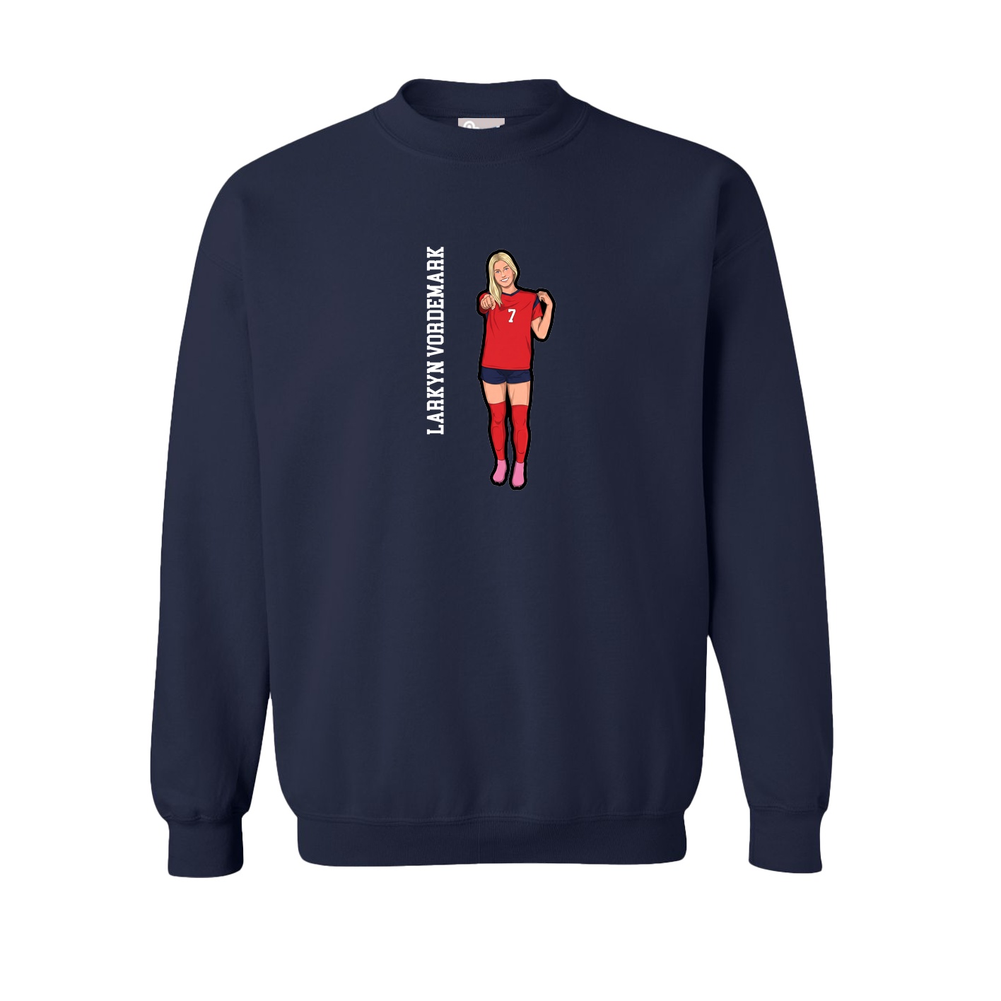Fleece Crew — Name Vertical in Navy