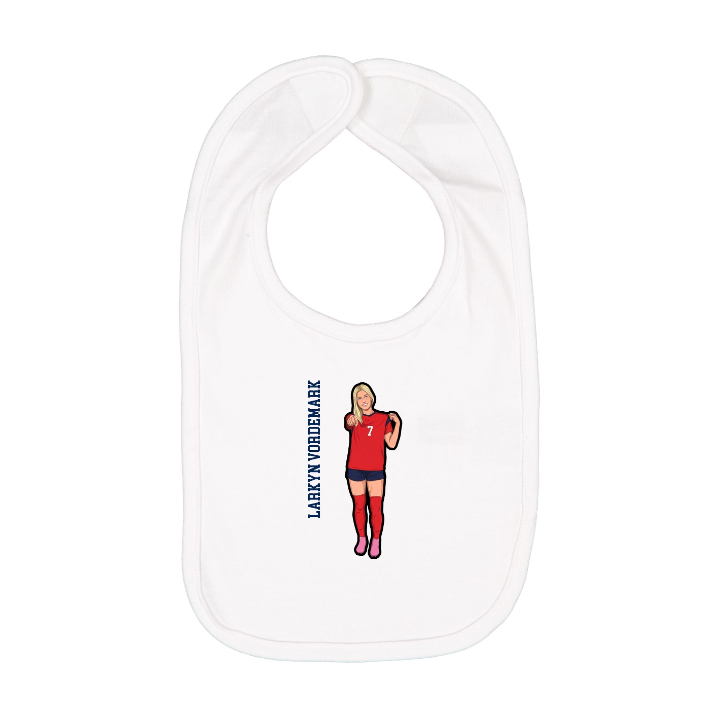 Infant Bib — Name Vertical in White
