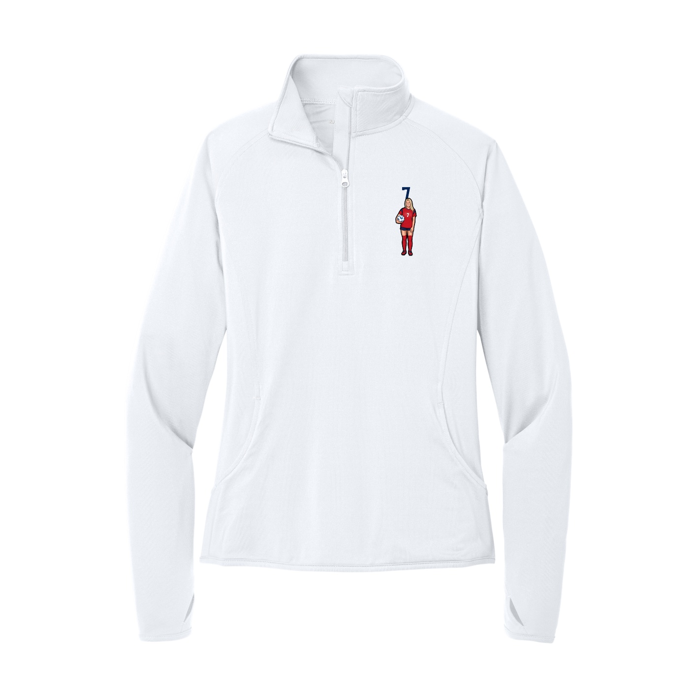 Women's Q-Zip Pullover — Number Top in White
