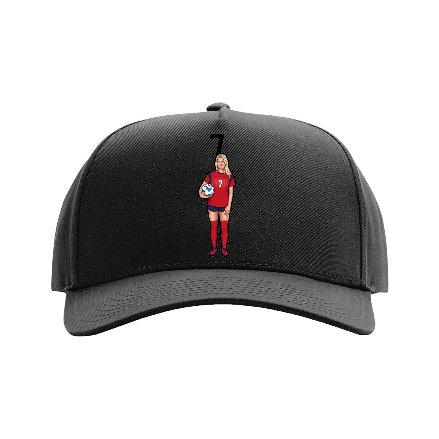 Full Fabric Five-Panel Champ Cap — Number Top in Black