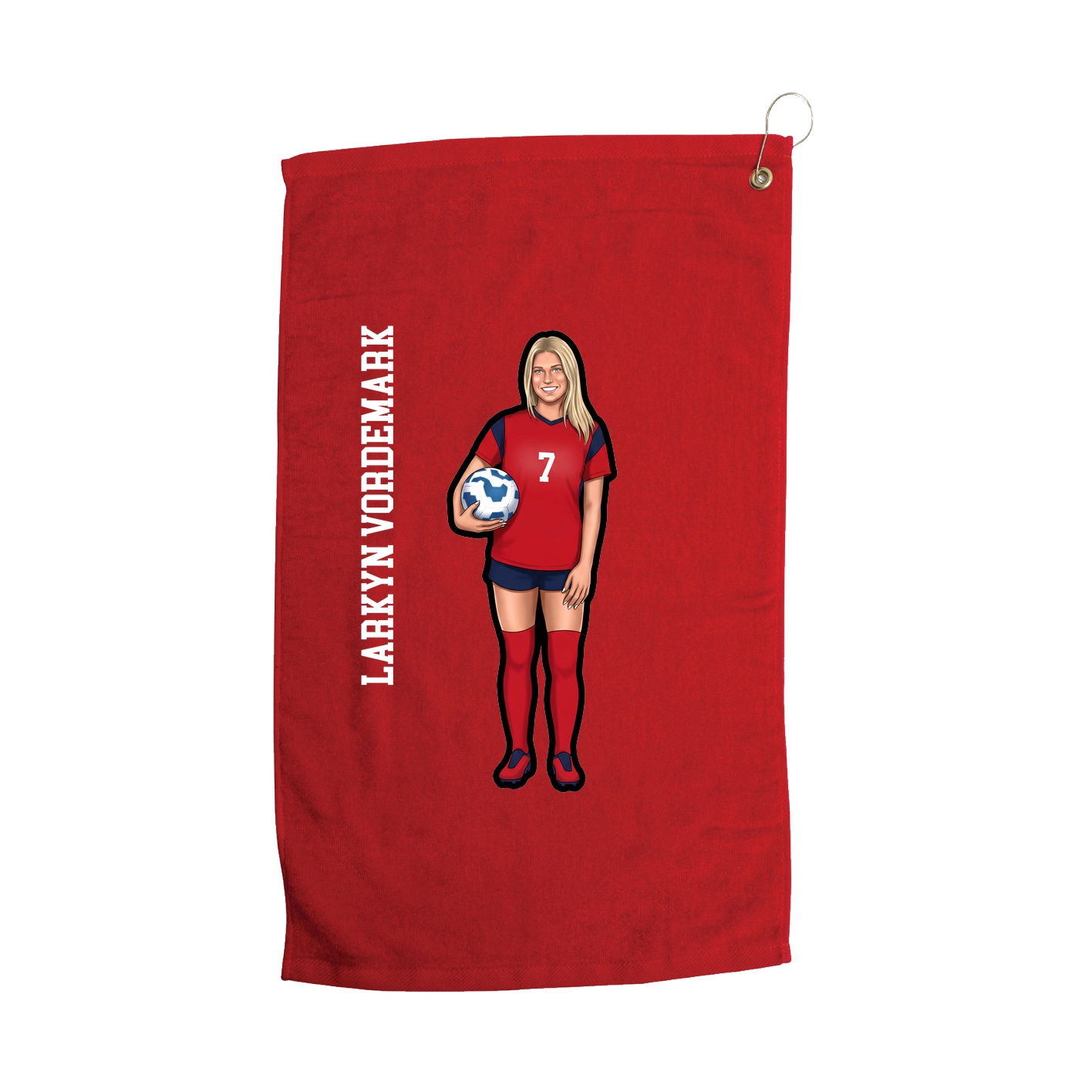 Golf Towel — Name Vertical in Red