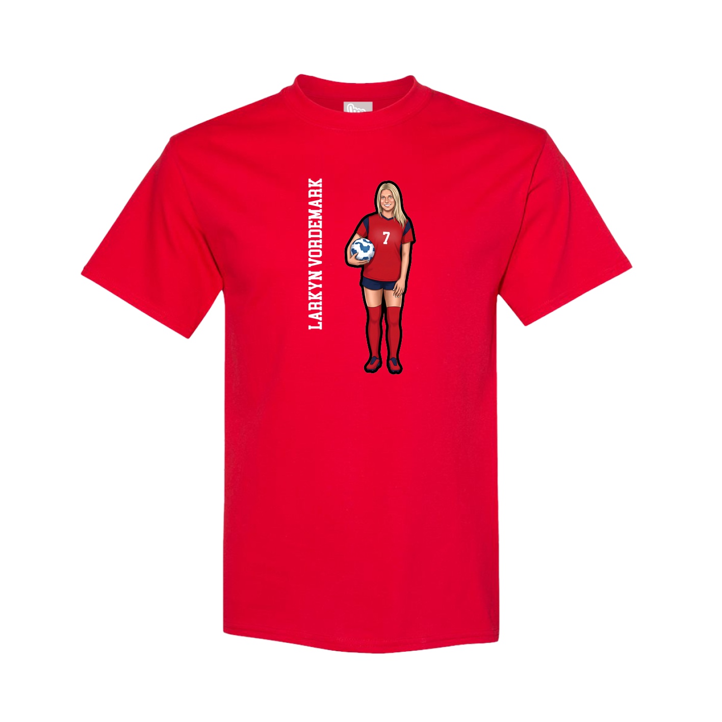 Tee — Name Vertical in Red
