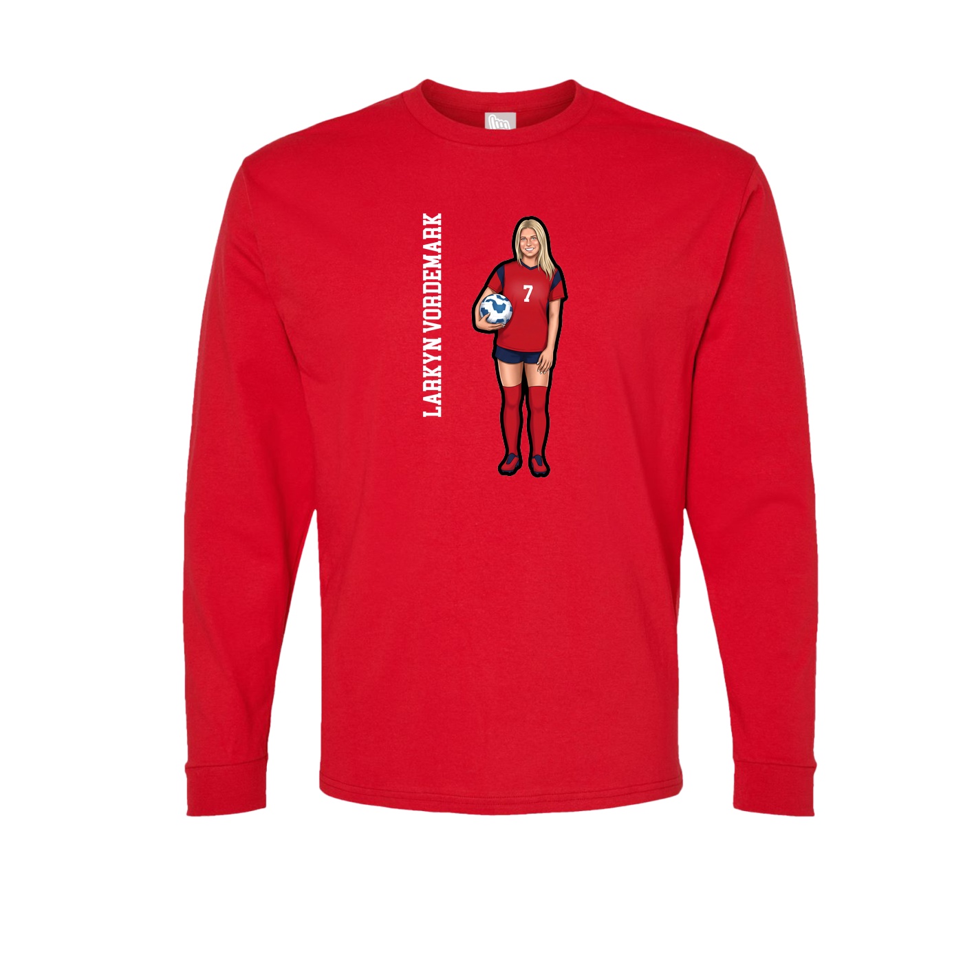 Long Sleeve Tee — Name Vertical in Red